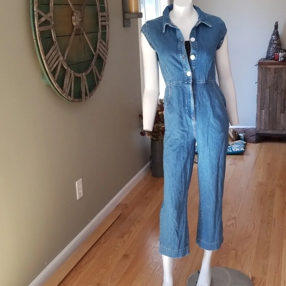 Free People Unchained Melody denim jumpsu…